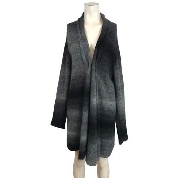 Eileen Fisher Sweaters - EILEEN FISHER - WOMEN'S LARGE - BLACK /GRAY OPEN FRONT MOHAIR BLEND CARDIGAN